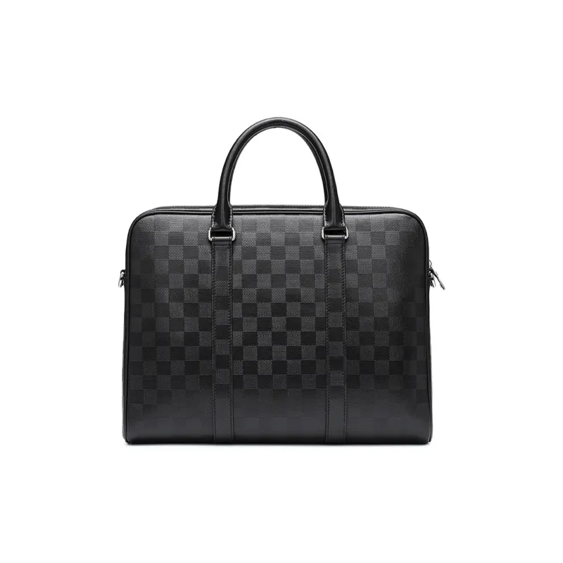 GOLDLION Top Grain Genuine Leather Laptop Bag Handbag Large Size Men's Black-2