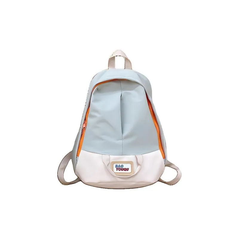 GEERDUN Nylon Fabric Backpack Regular Unisex Ivory/Black/Light Green-4
