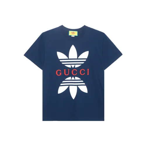 Adidas X GUCCI Men Cotton Jersey T shirt Blue