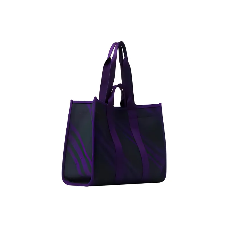 Burberry Cotton Patchwork Canvas Handbag Canvas Bag Tote Bag Shopping Bag Women's Purple & Black-1