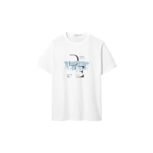 HLA T-Shirts Men Ecru Pattern D7