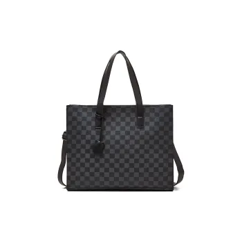 Old Man's Head Synthetic Leather Crossbody Bag Men's Black Checkerboard