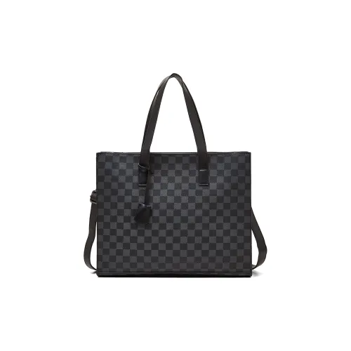 Old Man's Head Synthetic Leather Crossbody Bag Men's Black Checkerboard