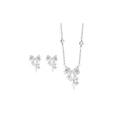Dreamy Bowknot Collection (Silver Necklace+Silver Hoop Earrings 1 Pair)