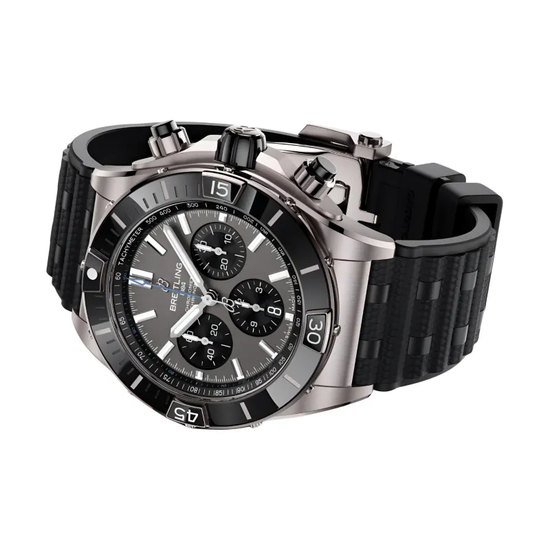 BREITLING Automatic Mechanical Movement Men's Watches Watch 44mm Black Dial Titanium Watch Case Rubber Strap-2