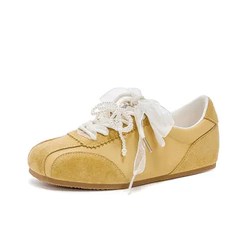 JOSINY Casual Shoes Women's Low Top White/Beige/Yellow