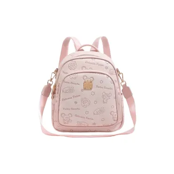 PESASRIE Microfiber Synthetic Leather Backpack Regular Women's Floral Pink