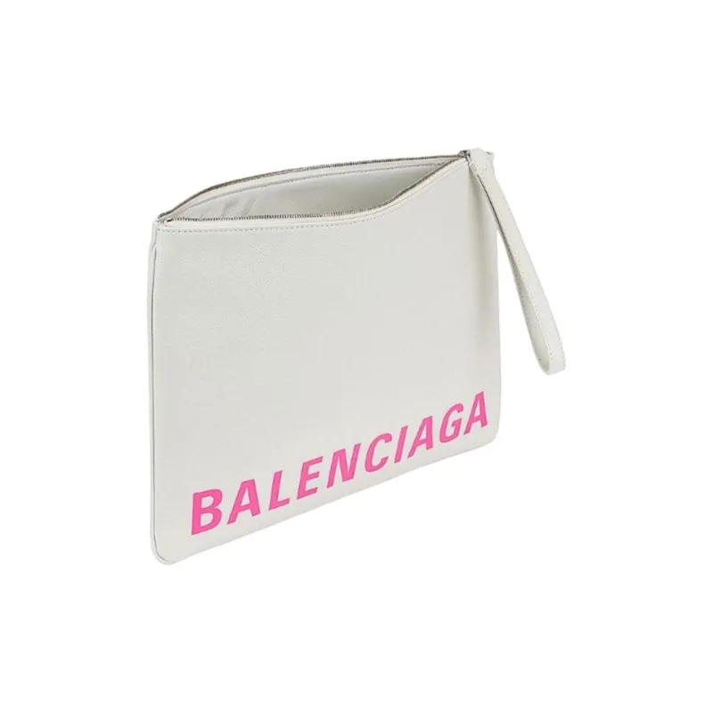 Balenciaga Leather Clutch Women's White & Pink-3