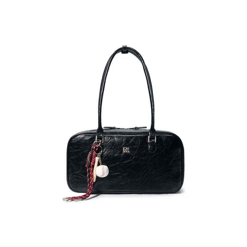 JONBAG Top Grain Cow Leather Vintage Shoulder Bag Versatile Premium Feel Large Size Women's Black Oil Wax-1