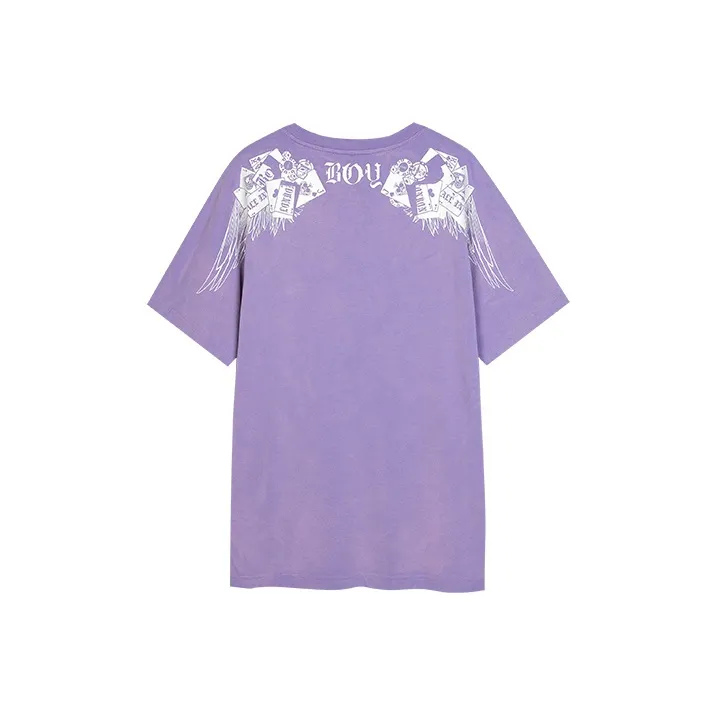 Boy London Crew Neck Fitted Straight Short Sleeved T Shirt Unisex Purple-0