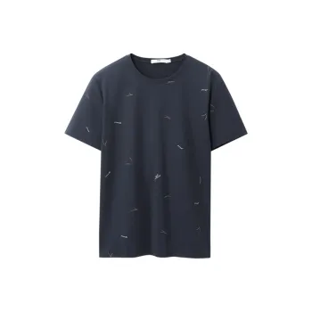 HLA T-Shirts Men Navy Blue Pattern F0