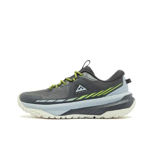 QIAODAN Anti Slip Wear Resistant Low Top Trail Running Shoes Men's Gray Blue