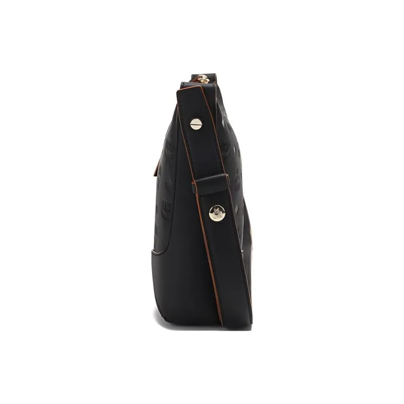 MCM Cow Leather With Synthetic Leather Crossbody Handbag, Shoulder Bag Medium Size Women's Black-3
