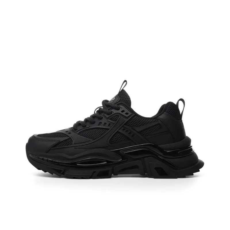 JEEP SPIRIT Slip-Resistant Low-Top Chunky Sneakers Men's Shiny World Black-7
