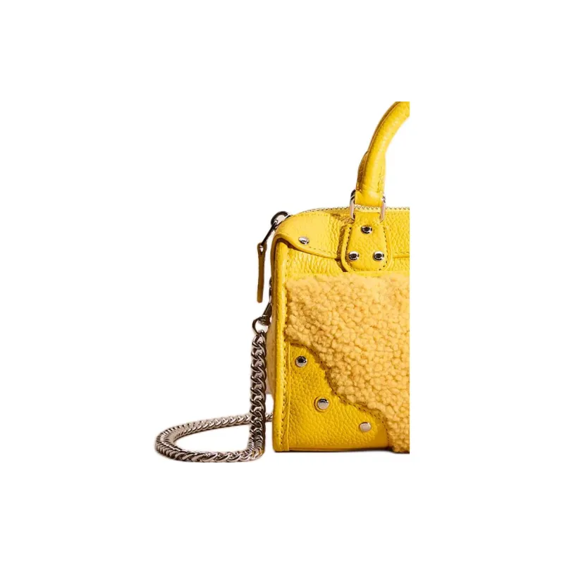 COACH Rhyder Wool Bonded Leather Shoulder Bag Crossbody Bag Women's Silver Multicolor Banana-2