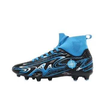 Kuding Soccer Shoes Unisex High Top Sky Blue/White Blue/Aqua/Gold