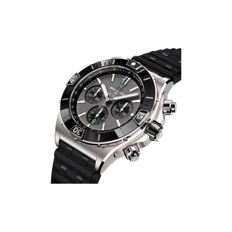 BREITLING Automatic Mechanical Movement Men's Watches Watch 44mm Black Dial Titanium Watch Case Rubber Strap-3