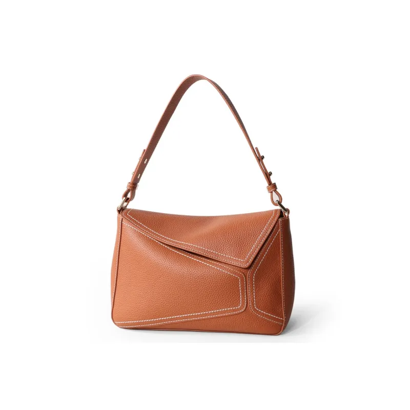 MINIBIRD Top Grain Cow Leather Geometric Shoulder Bag, Crossbody Bag Medium Size Women's Multicolor-10