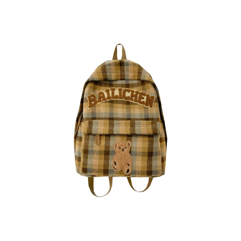 BUBM Woolen Backpack Women's Red/Blue/Coffee/Khaki/Beige Coffee-14