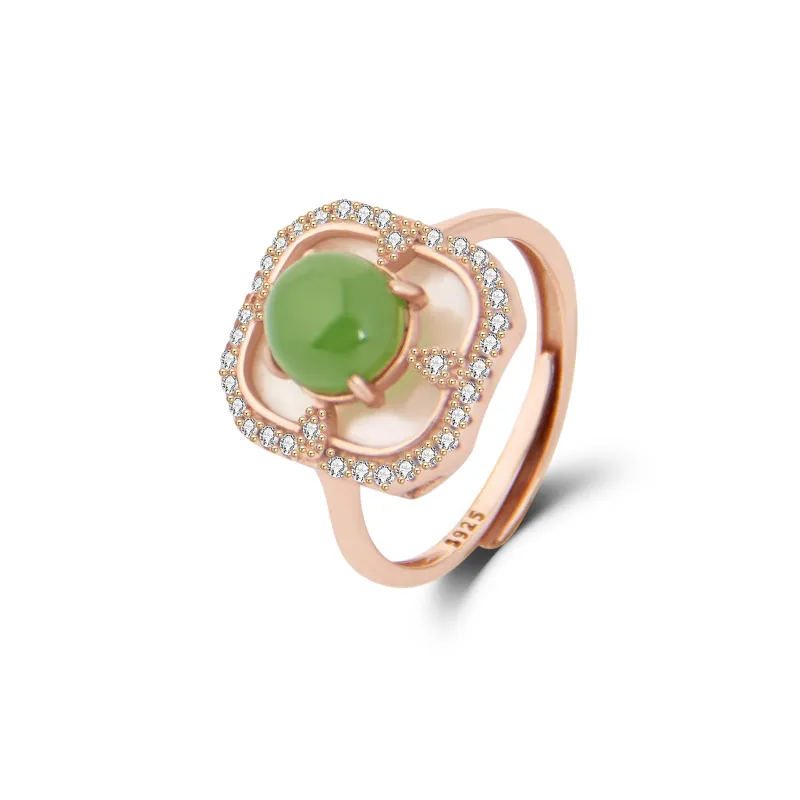 JIAHAOJADE Hetian Jade Rings Jasper Women's-0