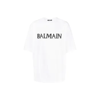 BALMAIN Logo Printed Crewneck T Shirt