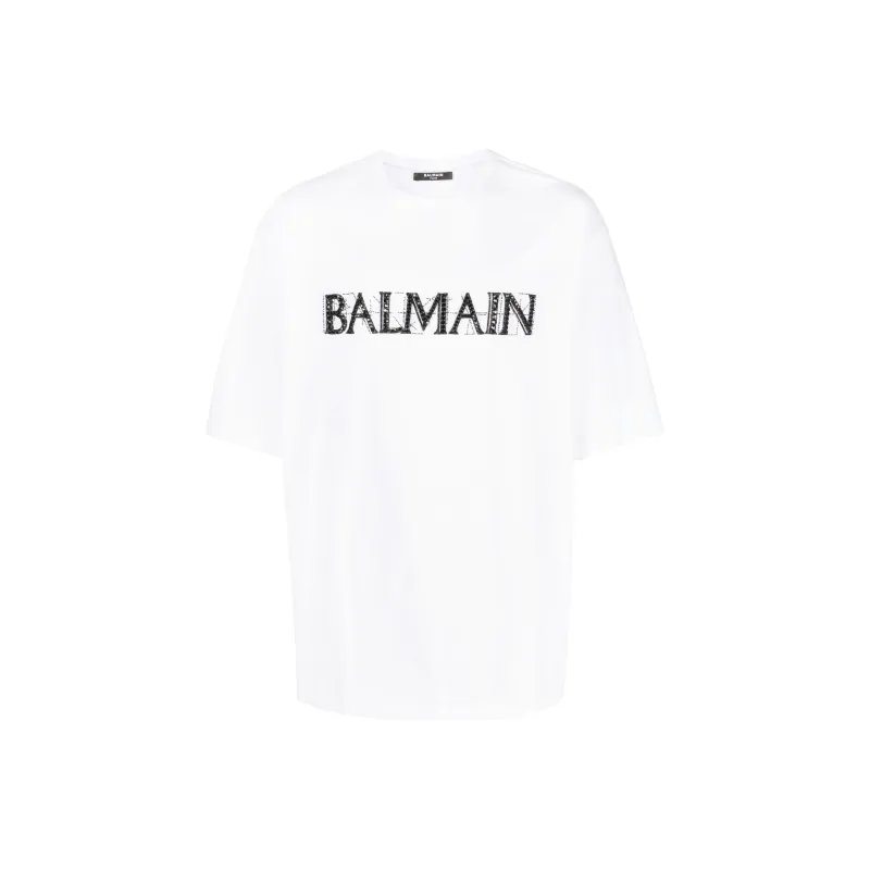 BALMAIN Logo Printed Crewneck T Shirt-0