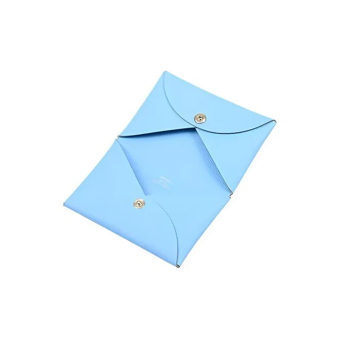 HERMES Calvi Epsom Calfskin Card Holder Wallet Regular Women's 7N Celeste Sky Blue-4
