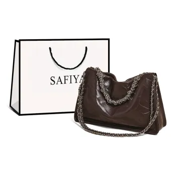Safiya Cow Leather With Synthetic Leather Shoulder Bag Regular Women's Havana Gray