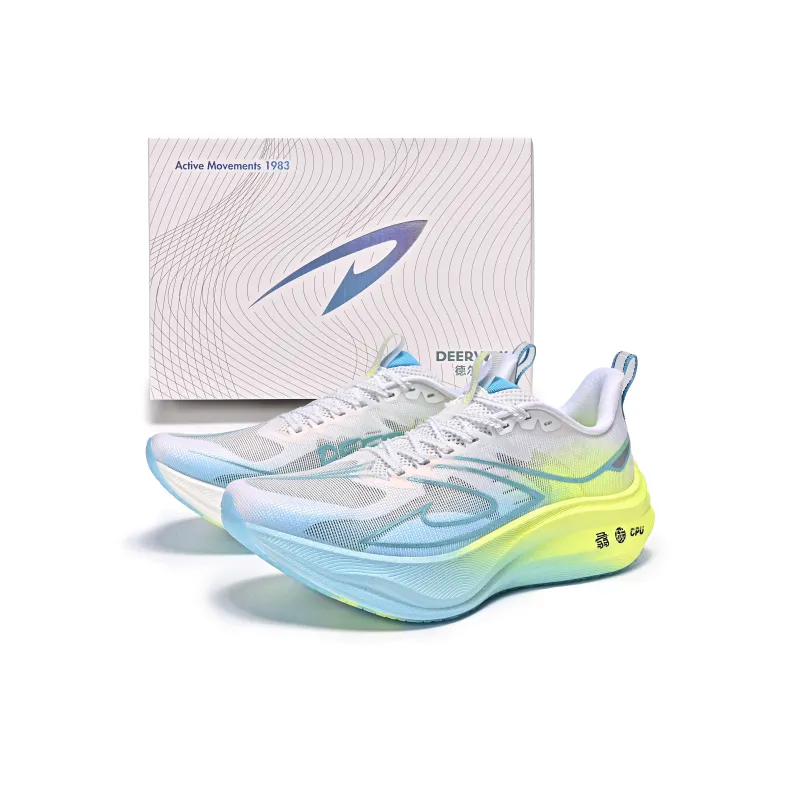 DEERWAY Running Shoes Unisex Low Top Bright Neon White Yellow-0