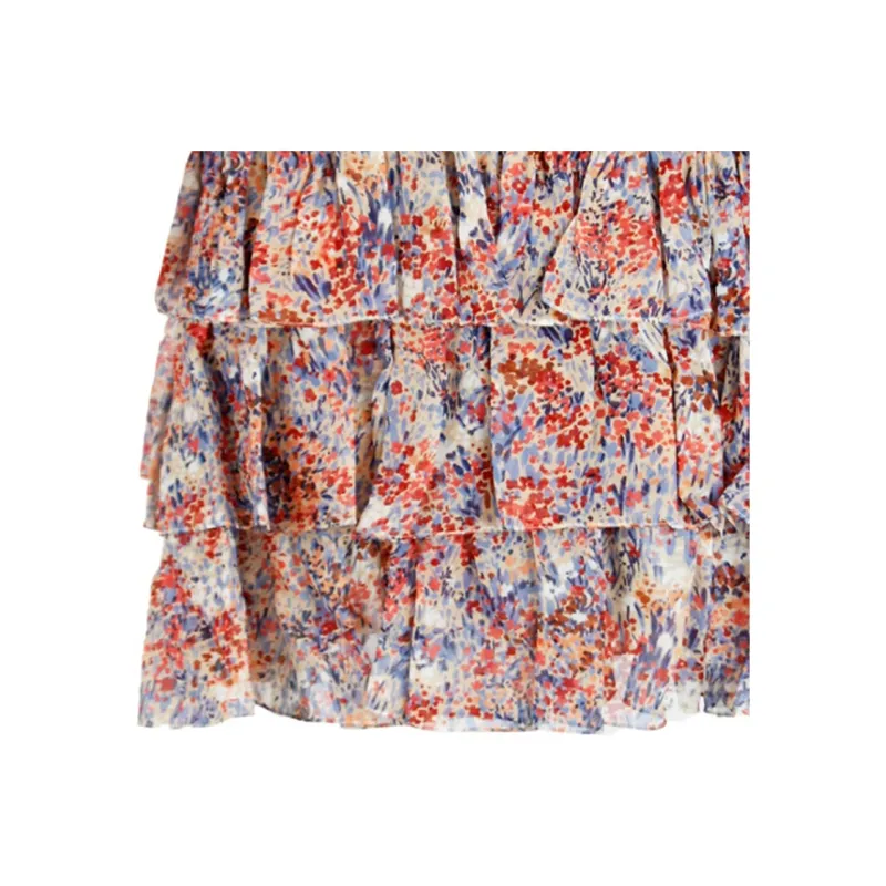 CELINE All Over Patterned Ruffled Skirt-4