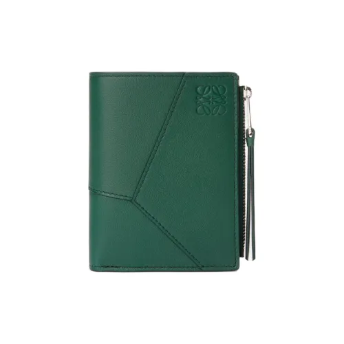 LOEWE Puzzle Calfskin Wallet Men's Evergreen