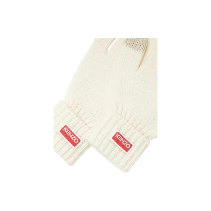 KENZO Wool Knit Gloves Women's Beige-1