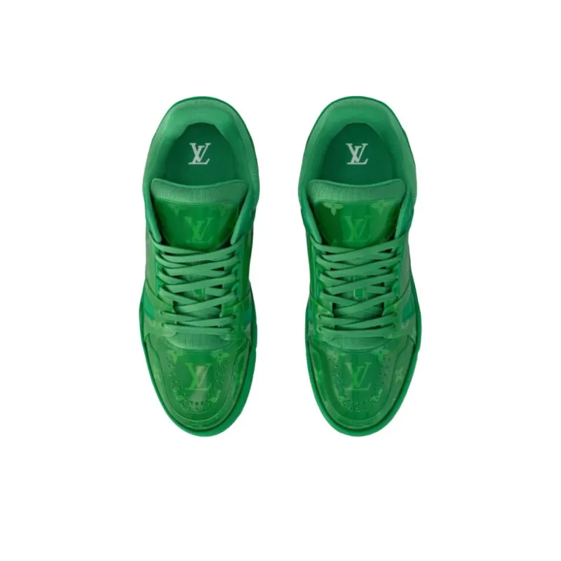 LOUIS VUITTON Trainer Low Top Skateboard Shoes Men's Green-3