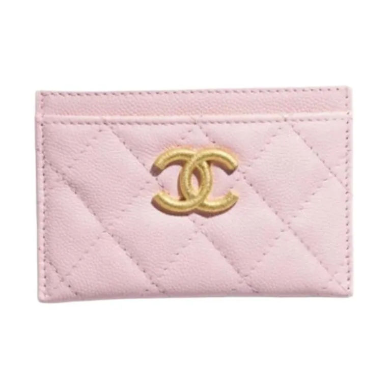 CHANEL Cow Leather Card Holder Women's Light Pink-0