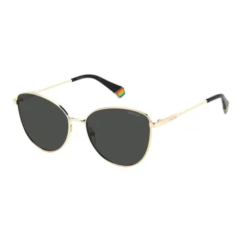 Polaroid Metal Square Sunglasses Women's Gold