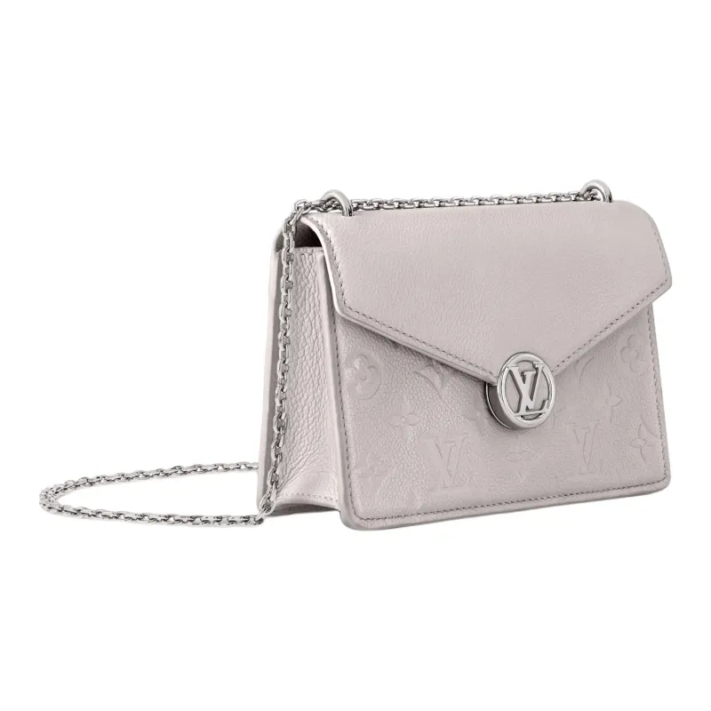 LOUIS VUITTON Embossed Grained Cow Leather Wallet Women's Mist Gray-1