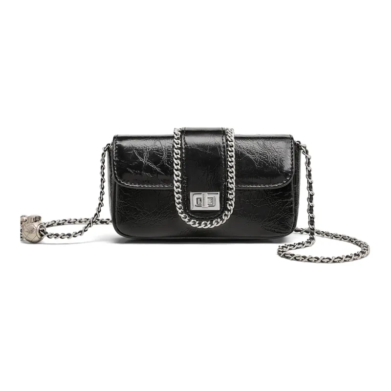 MILLIE'S Cow Leather Shoulder Bag Crossbody Bag Small Square Bag Women's Silver/Black-11