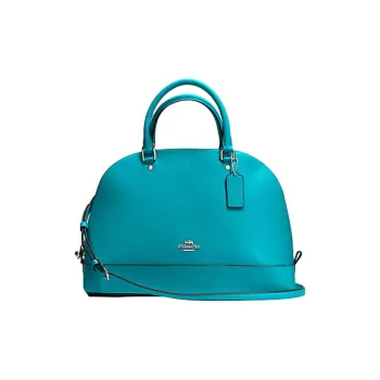 COACH Sierra Grained Leather Dome Bag Handbag Shoulder Bag Crossbody Bag Large Size Women's Turquoise
