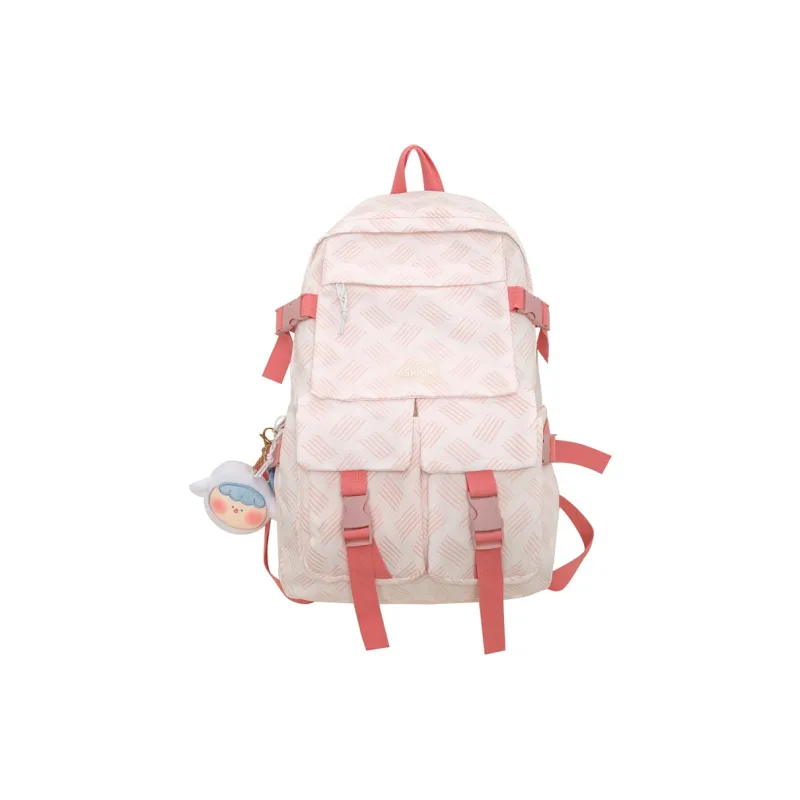 GEERDUN Nylon Backpack Regular Unisex Gray/Green/Blue/Pink/Beige-11