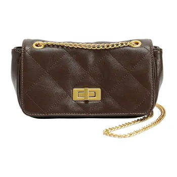 URBAN REVIVO Artificial Leather Crossbody Bag Medium Size Women's Dark Red Brown/Black