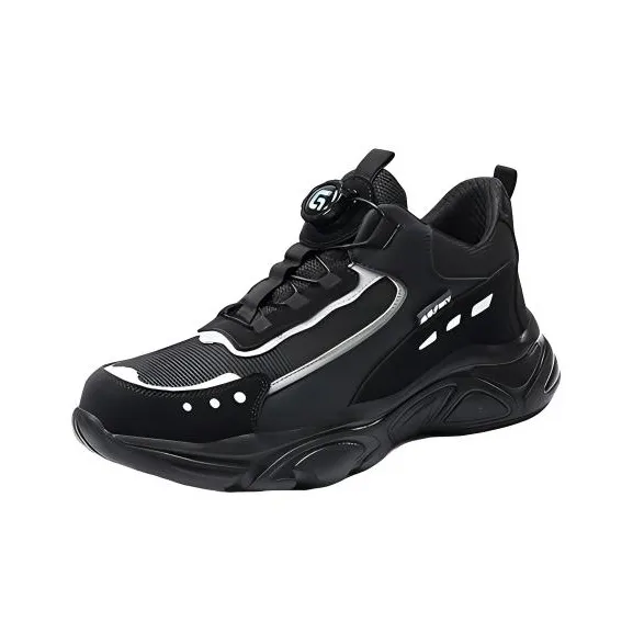 GUYISA Non slip, Wear resistant, Impact resistant Low Top Chunky Sneakers Men's Black-0