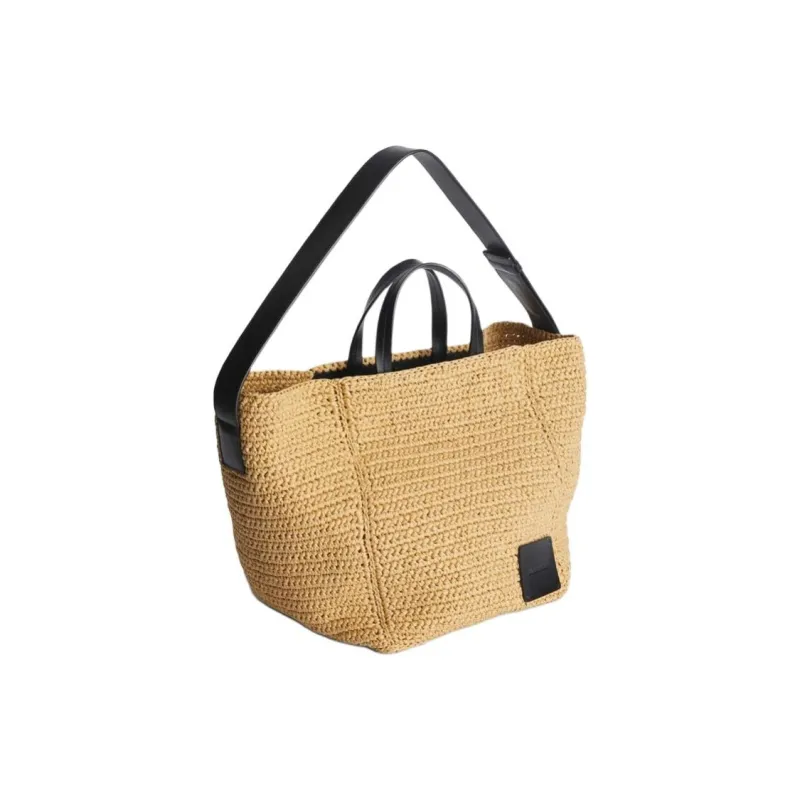 JIL SANDER Raffia Tote Bag, Shopping Bag, Shoulder Bag, Handbag Medium Size Women's Brown-1