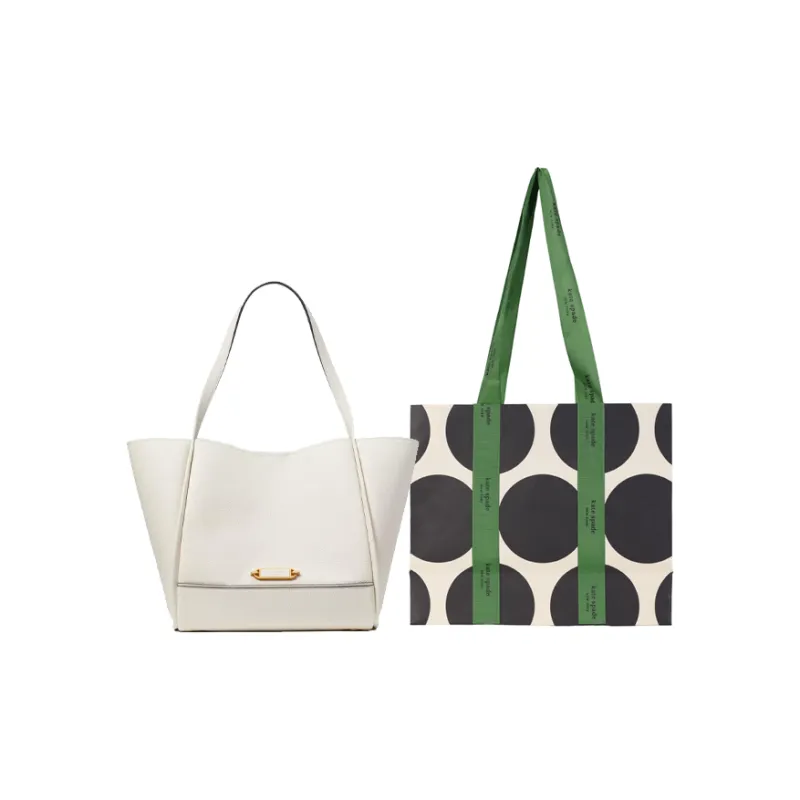 Kate Spade Litchi Grain Leather Tote Bag, Shopping Bag, Shoulder Bag, Crossbody Bag, Handbag Women's Halo White-5