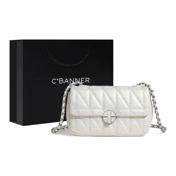 C°BANNER Synthetic Leather Shoulder Bag, Crossbody Bag, Small Square Bag Regular Women's Spring Pearl White