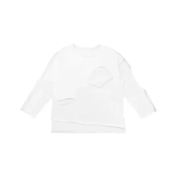 LOSTCTRL Straight Long Sleeved T Shirt Unisex White
