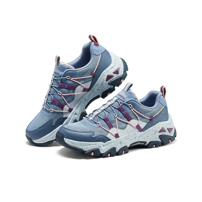 Skechers D'LITES Anti-Slip Wear-Resistant Low-Top Hiking Trekking Shoes Women's Gray Blue-2