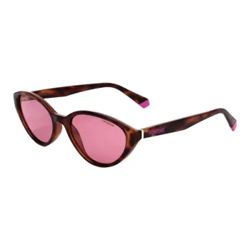 Polaroid Plastic Metal Oval Sunglasses Women's Tortoiseshell
