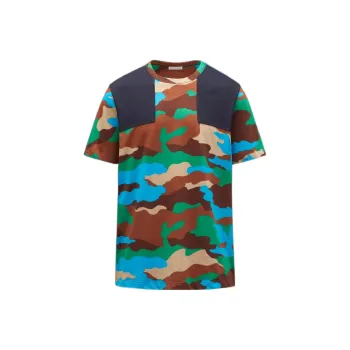 Moncler T Shirts Men Camouflage Blue