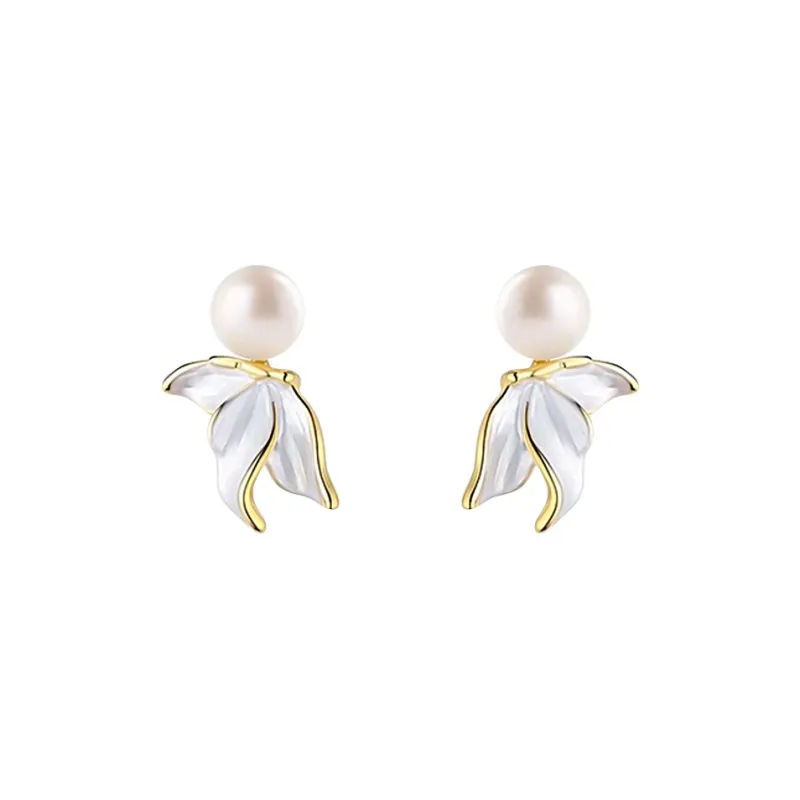 ONEKISS Gold Plated Copper Pearl Earrings Women's-6