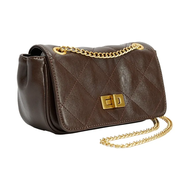 URBAN REVIVO Artificial Leather Crossbody Bag Medium Size Women's Dark Red Brown/Black-1